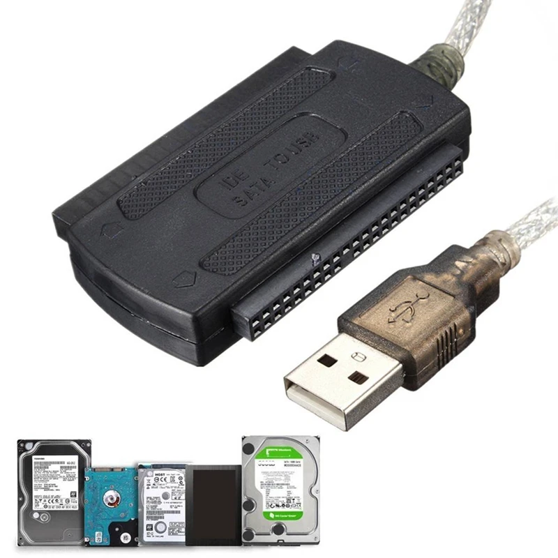 2X USB 2.0 de sex Masculin La IDE SATA 2.5 Inch La 3.5 Inch Convertor Cablu Adaptor Hard Disk HDD Negru Imagine 4
