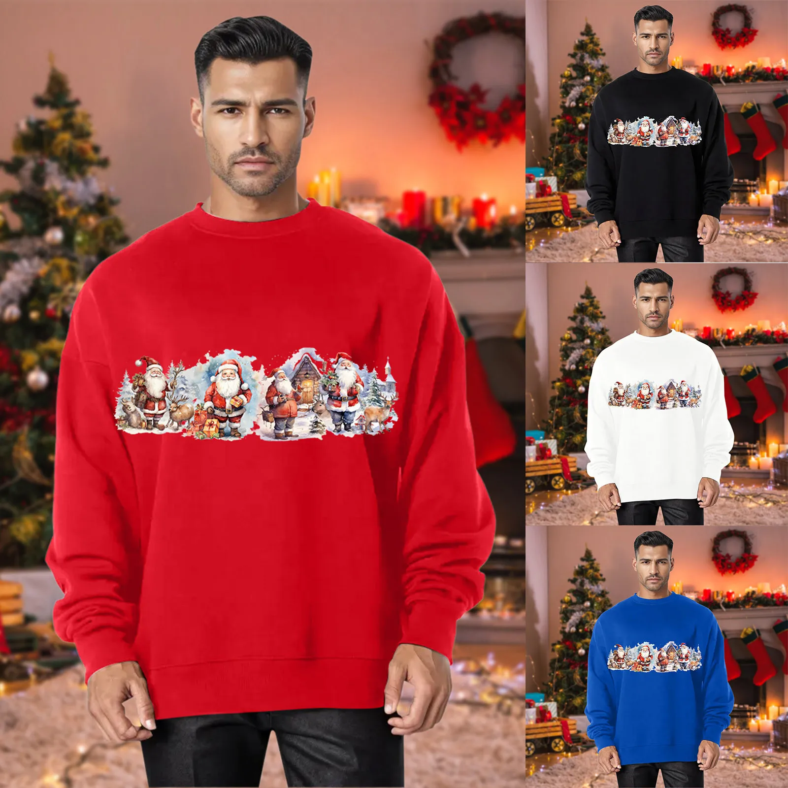 Bărbați de Crăciun Pulovere Navidad Jumper Tricoul Vacanță Pulover Amuzant Hanorac Casual cele mai Noi Moș-Crăciun Grafic Sudaderas Imagine 3