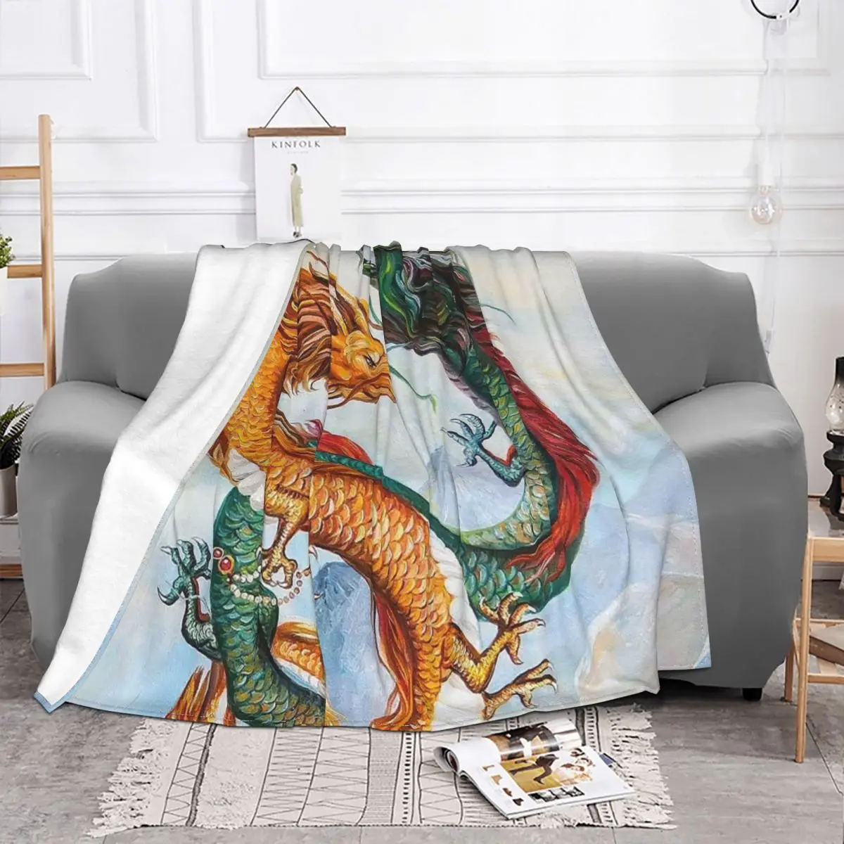 Dragoni Anime Animal Pături Flanel Iarna Legenda Zodiac Portabil Moale Arunca Pătură pentru Acasă Cuvertura de pat Dormitor Imagine 1