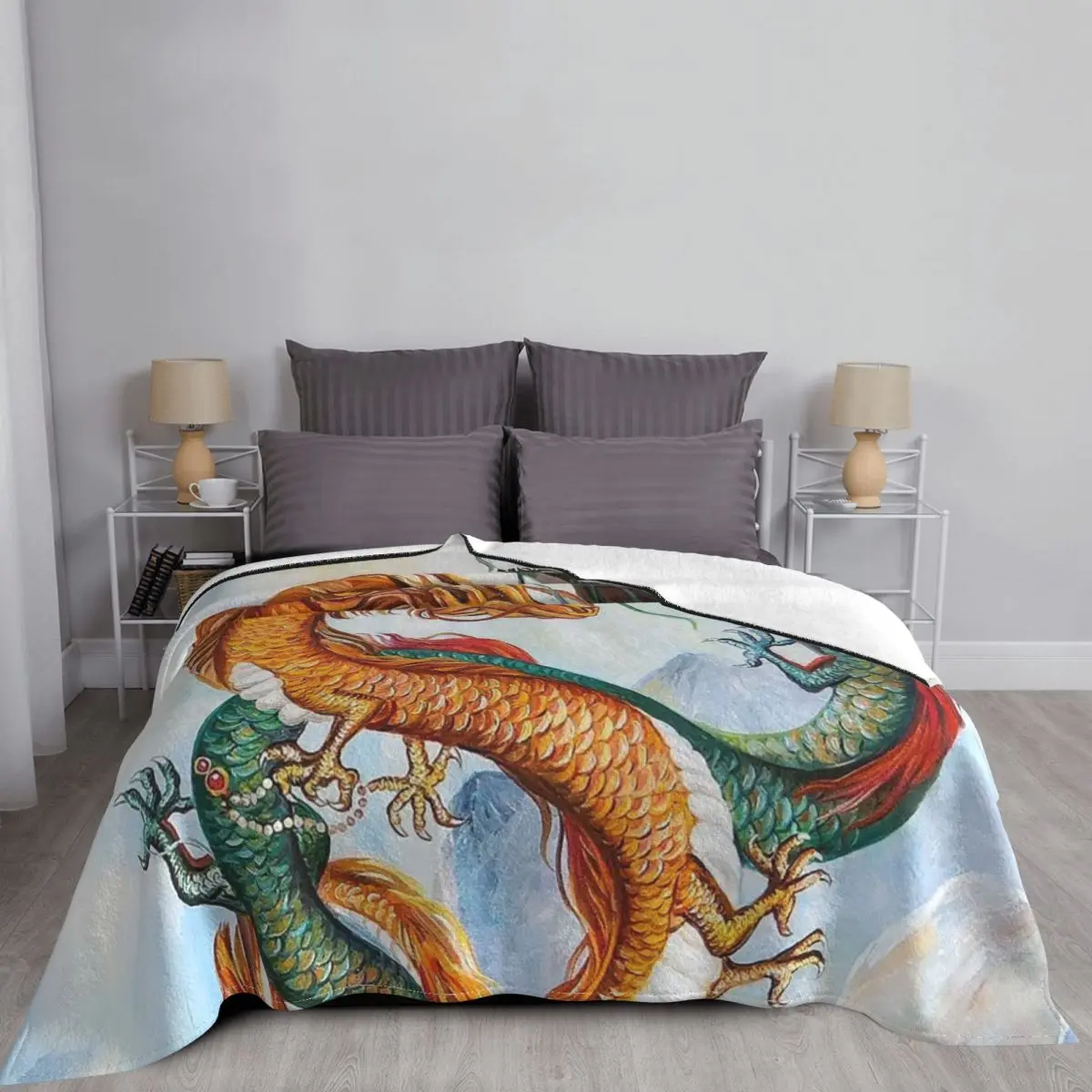 Dragoni Anime Animal Pături Flanel Iarna Legenda Zodiac Portabil Moale Arunca Pătură pentru Acasă Cuvertura de pat Dormitor Imagine 2