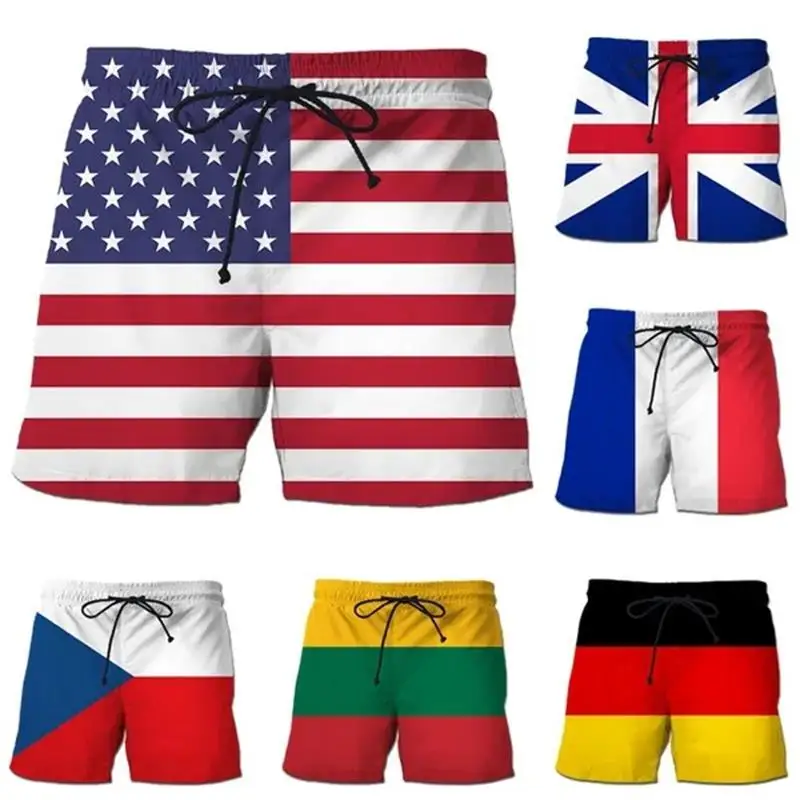 Germania marea BRITANIE SUA Plaja cu Steag Bărbați de pantaloni Scurți de Imprimare 3D pantaloni Scurti costume de Baie homme 2023 Vara Hawaii Trunchiuri de Înot Rece Gheață Copii pantaloni Scurți Imagine 0