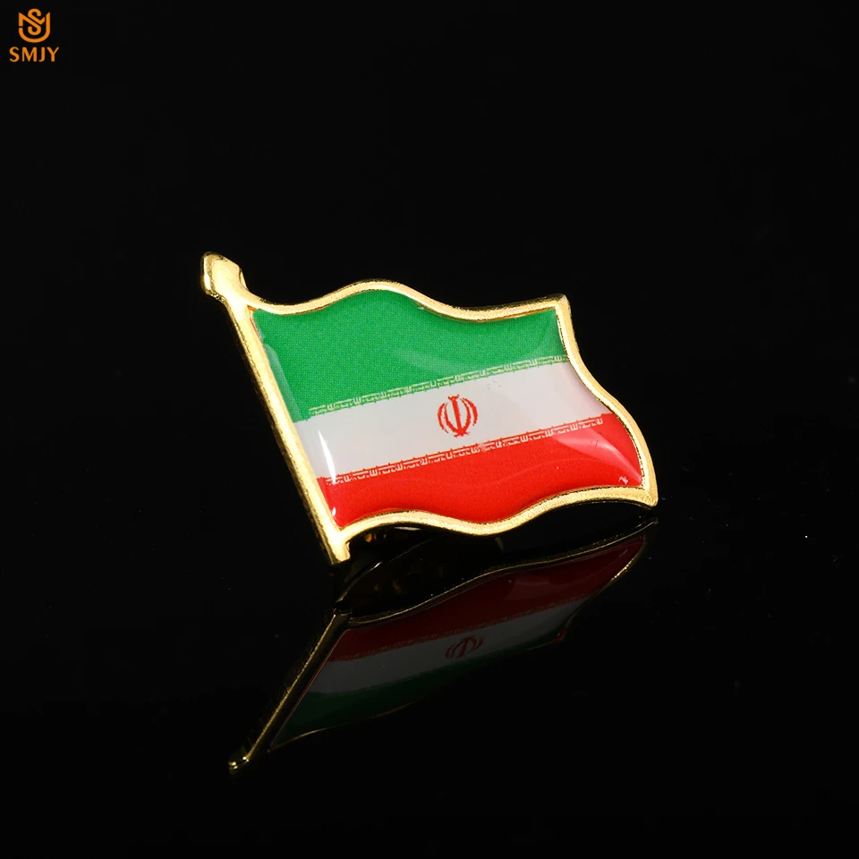 Iran, Islamic Republic Allah Akbar Drapelul Național Placat Cu Aur Cu Email Pin De Metal Moda Banner Broșă Broșă Pin Badge Bijuterii Imagine 1