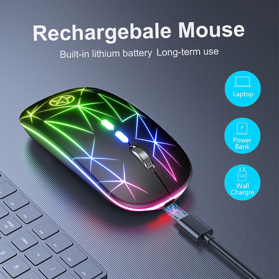 Mouse-ul fără fir Bluetooth Mouse-ul Wireless Mouse de Calculator Reîncărcabilă RGB cu iluminare din spate Ergonomic Mause Silent mouse-uri USB Pentru PC, Laptop Imagine 1