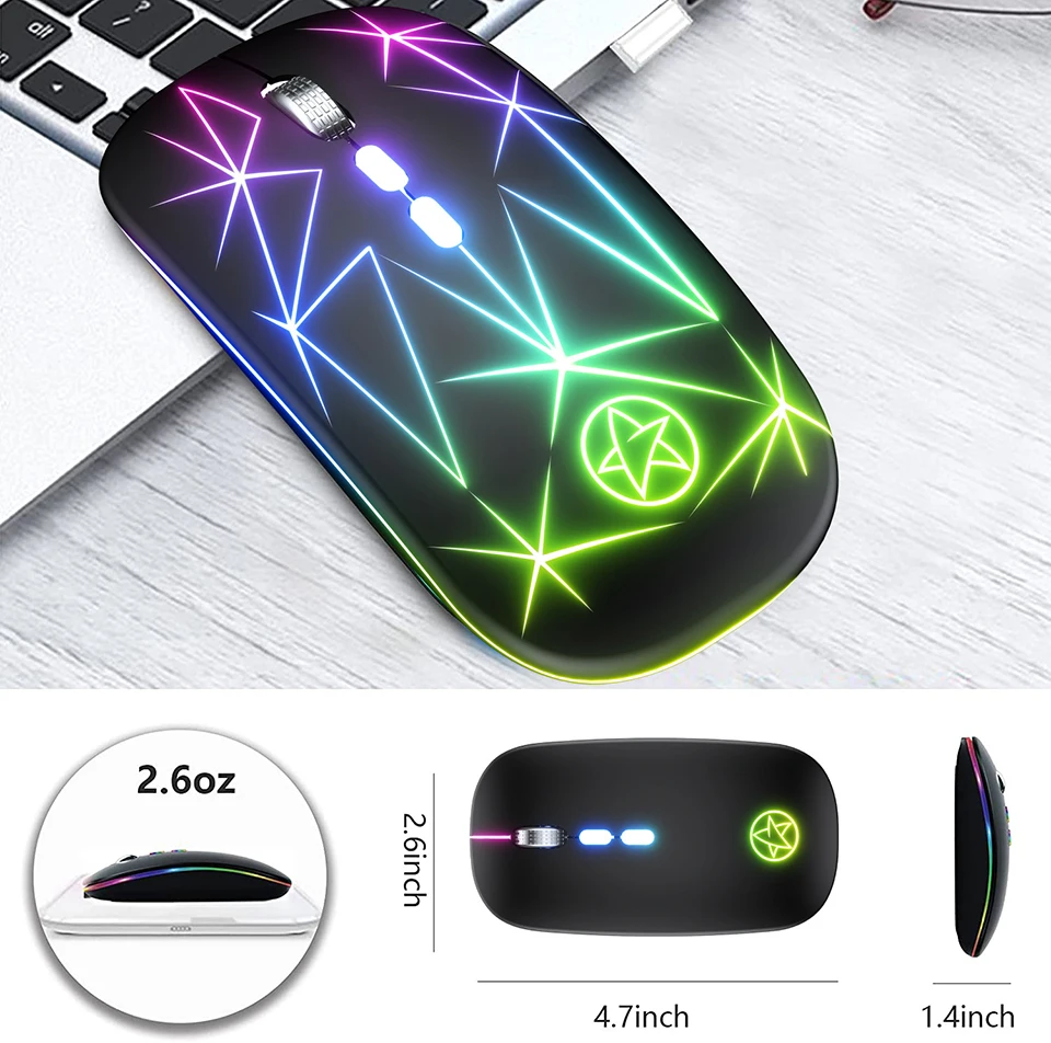 Mouse-ul fără fir Bluetooth Mouse-ul Wireless Mouse de Calculator Reîncărcabilă RGB cu iluminare din spate Ergonomic Mause Silent mouse-uri USB Pentru PC, Laptop Imagine 4