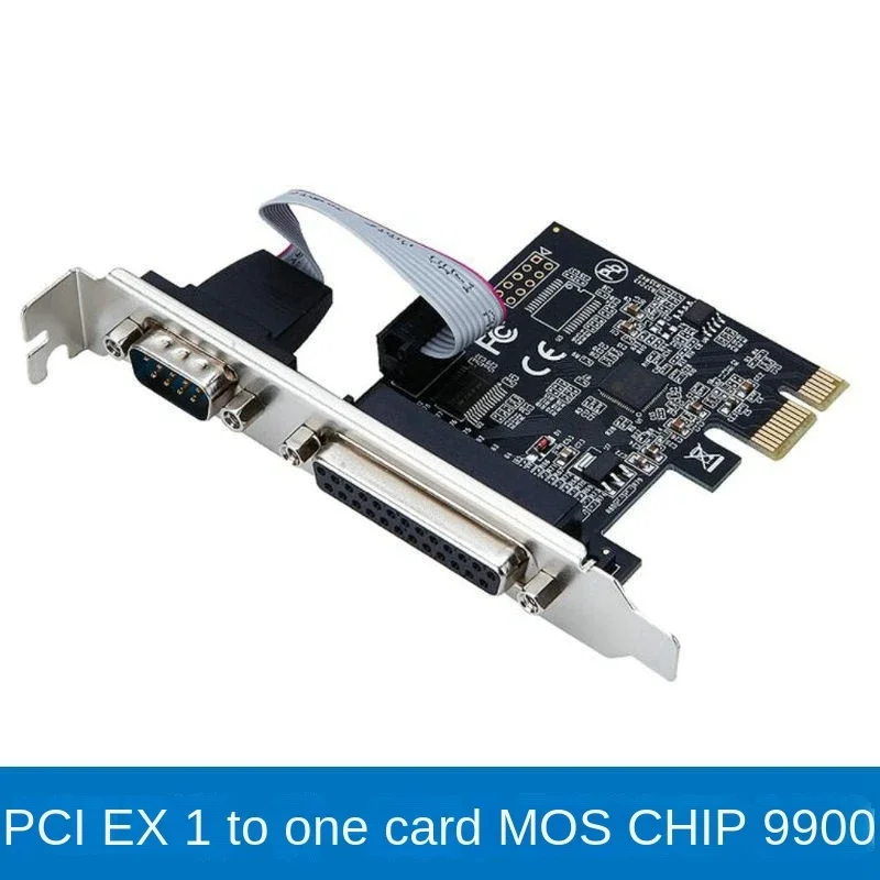 PCI express la Serial & port paralel Card RS232 Com Printer port PCIe, PCI-e riser Card moschip 9900 Imagine 0