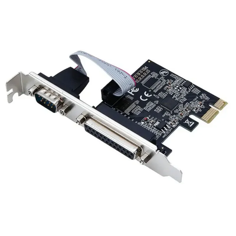PCI express la Serial & port paralel Card RS232 Com Printer port PCIe, PCI-e riser Card moschip 9900 Imagine 1
