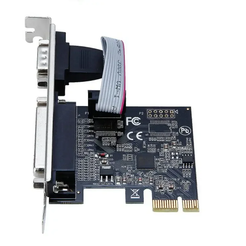 PCI express la Serial & port paralel Card RS232 Com Printer port PCIe, PCI-e riser Card moschip 9900 Imagine 2