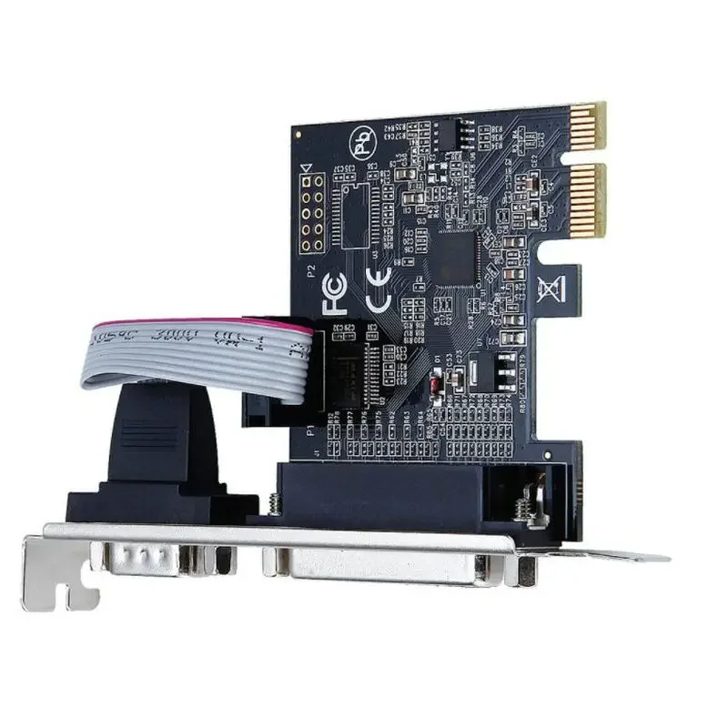 PCI express la Serial & port paralel Card RS232 Com Printer port PCIe, PCI-e riser Card moschip 9900 Imagine 3