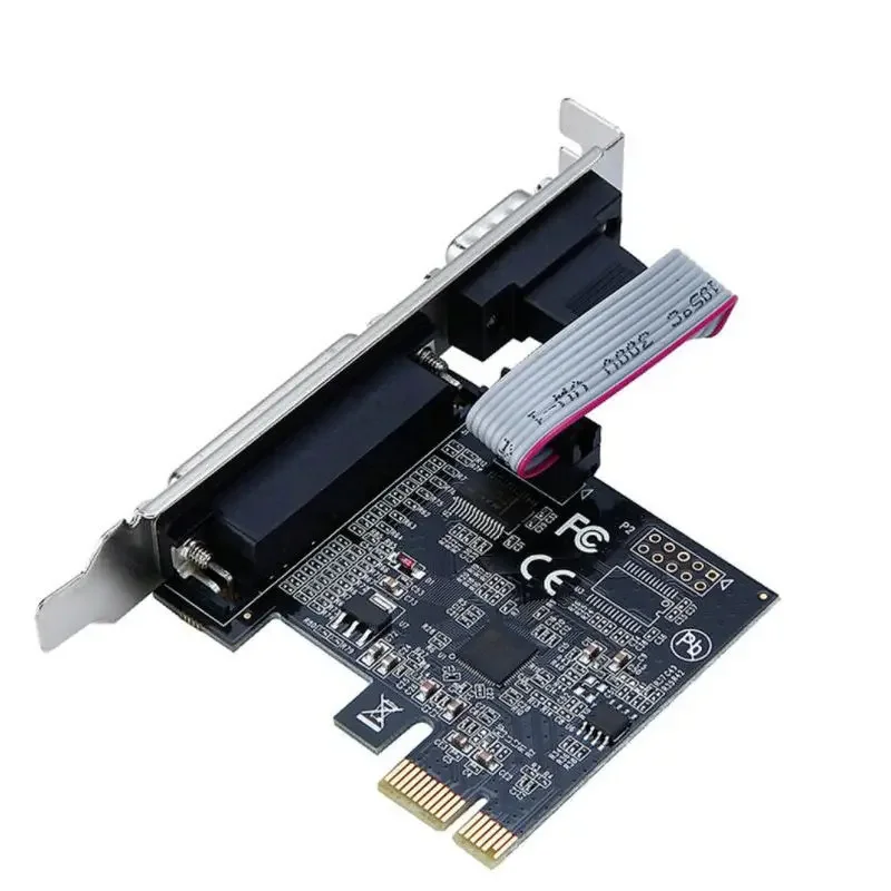 PCI express la Serial & port paralel Card RS232 Com Printer port PCIe, PCI-e riser Card moschip 9900 Imagine 4