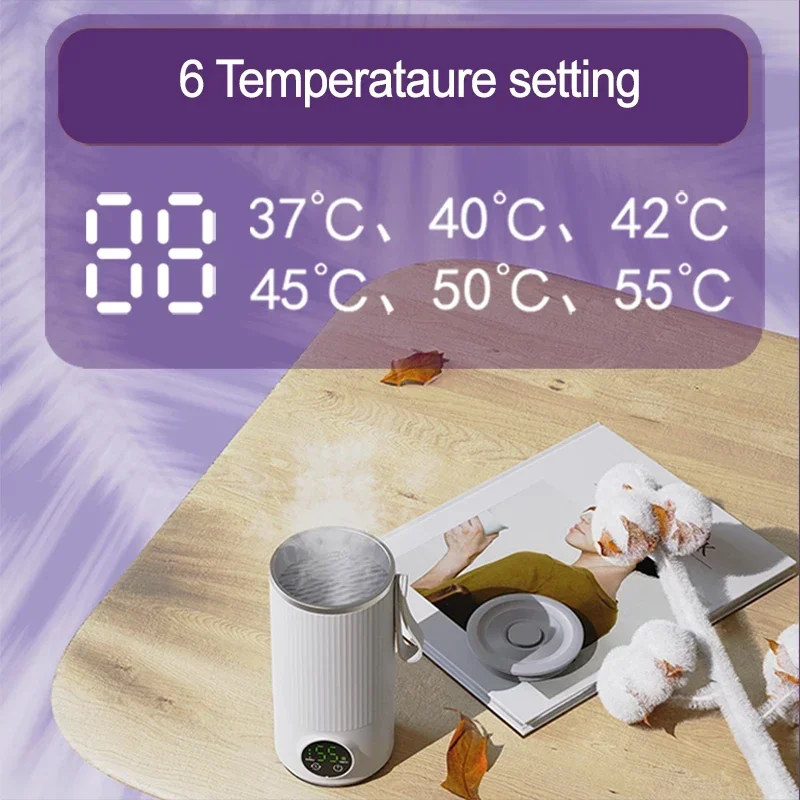 Reîncărcabilă Electrice de Amestecare Cupa Amestecand Ceașcă de Cafea cu 6 Trepte Setările de Temperatură Lapte Praf Mixer pentru Lapte pentru Copii de Încălzire Imagine 1