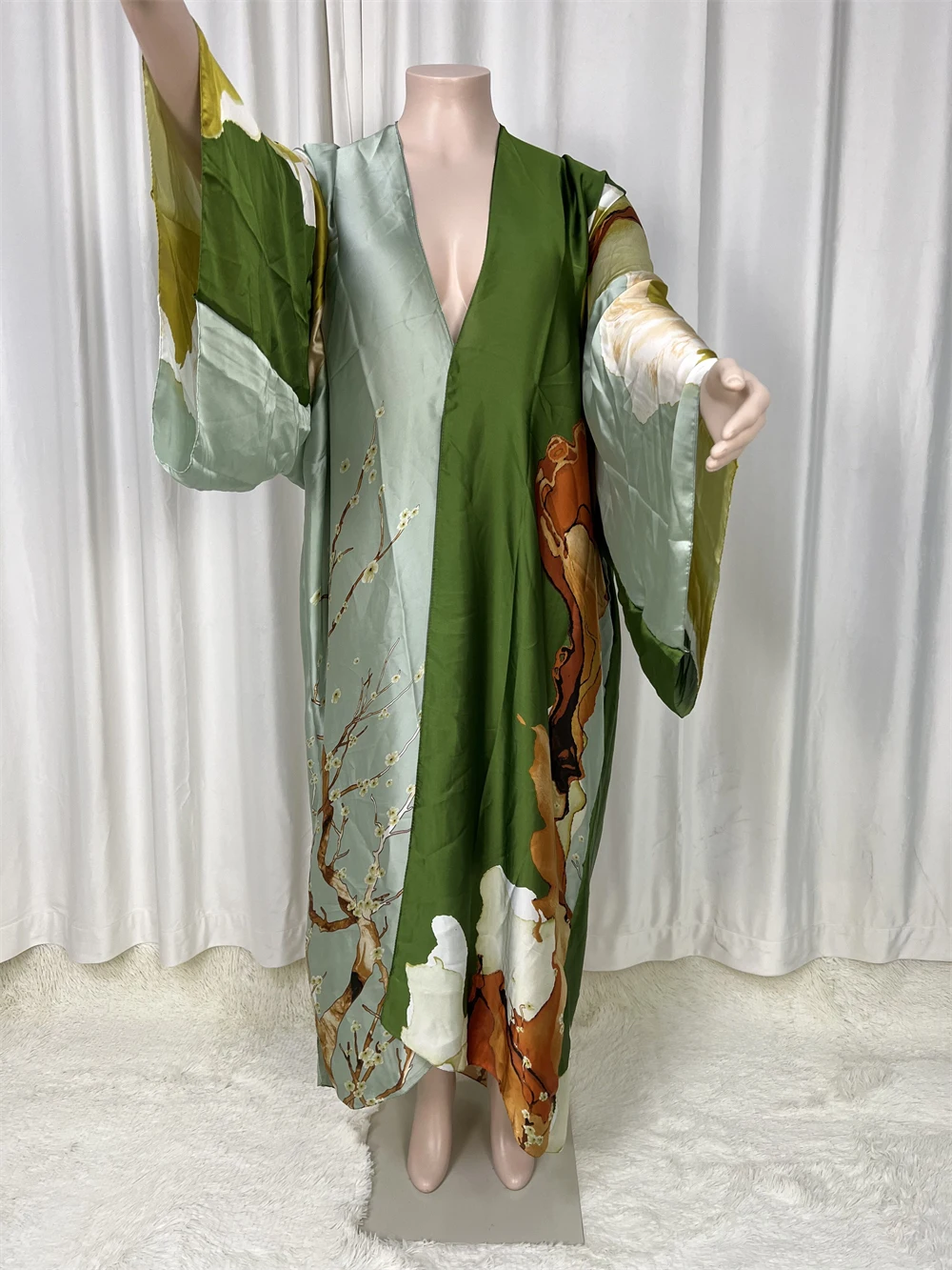 Vacanta Supradimensionate Plaja Kimono Cu Eșarfe Boem, Vintage Slim Sexy Lung Cardigan Femei Maneca sukienka Franjuri Acoperire Imagine 1