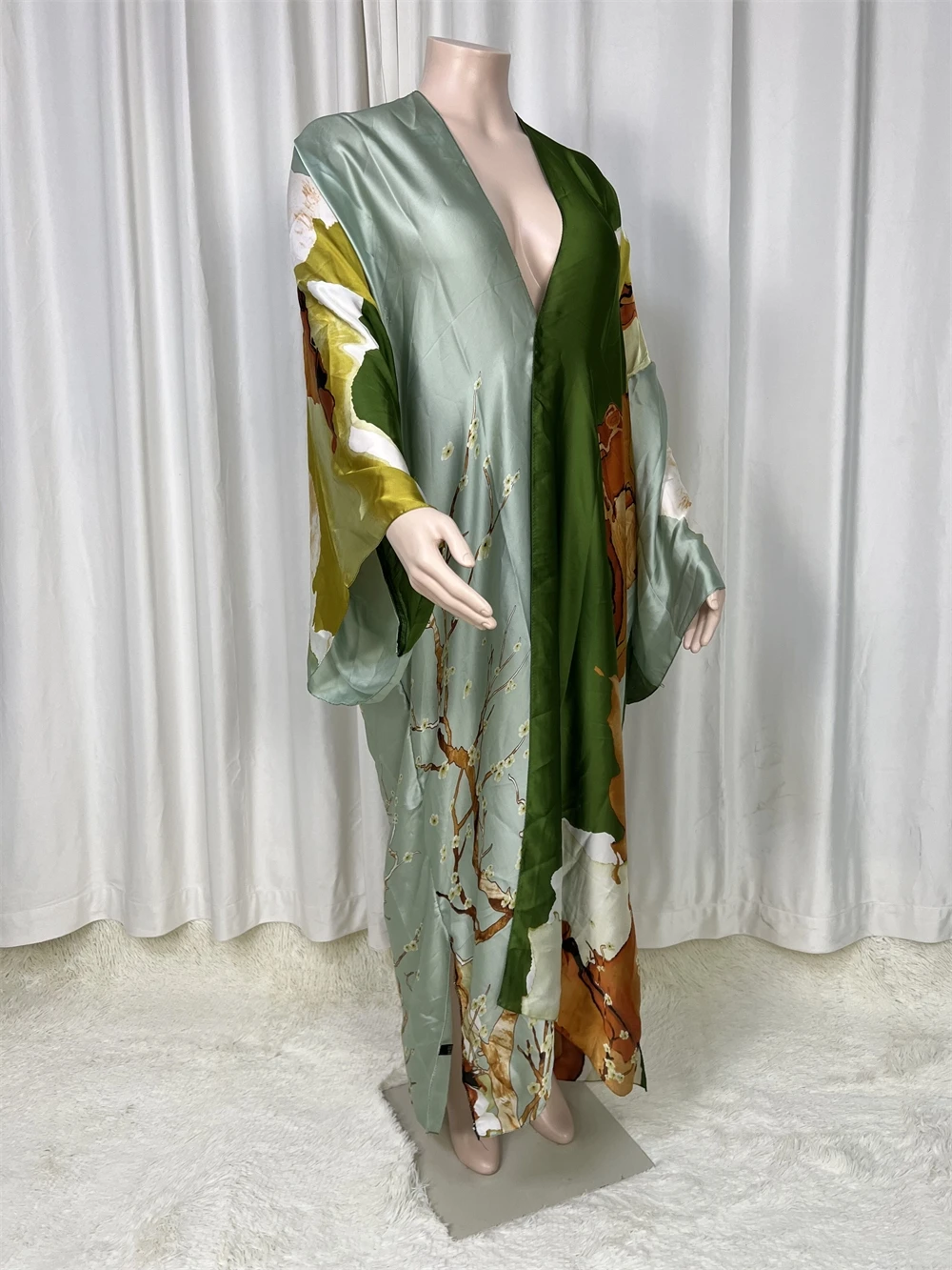 Vacanta Supradimensionate Plaja Kimono Cu Eșarfe Boem, Vintage Slim Sexy Lung Cardigan Femei Maneca sukienka Franjuri Acoperire Imagine 3